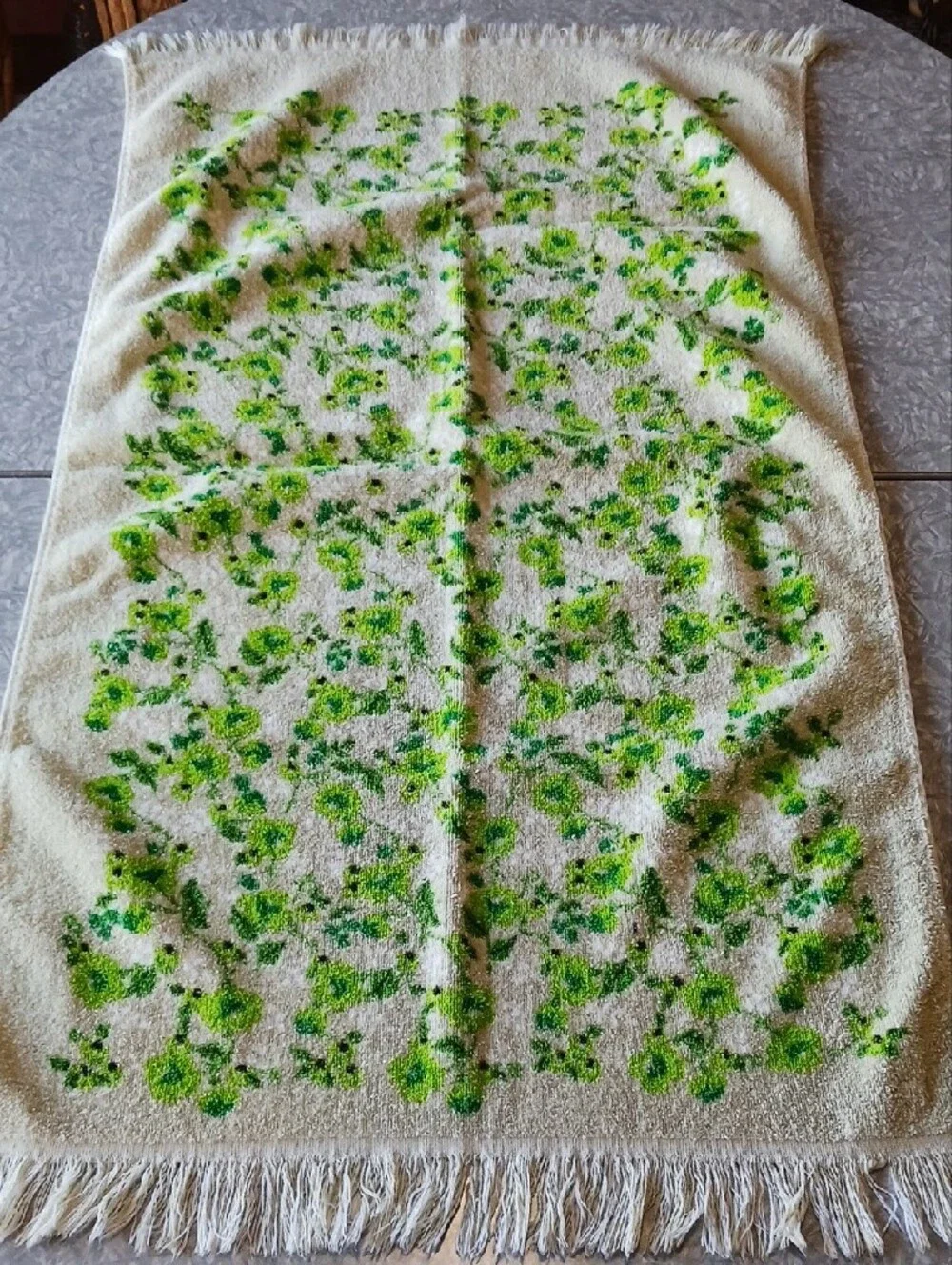 Cannon~ Vintage Floral Green & Cream Cotton Towel Set